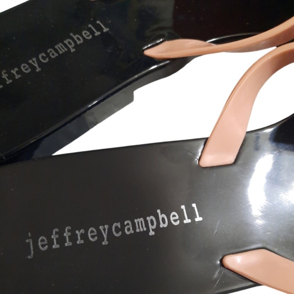 JEFFREY CAMPBELL Jelly Flip Flops Blush Black Shiny Sugary Bow Feminine Summer 8 - Picture 5 of 9